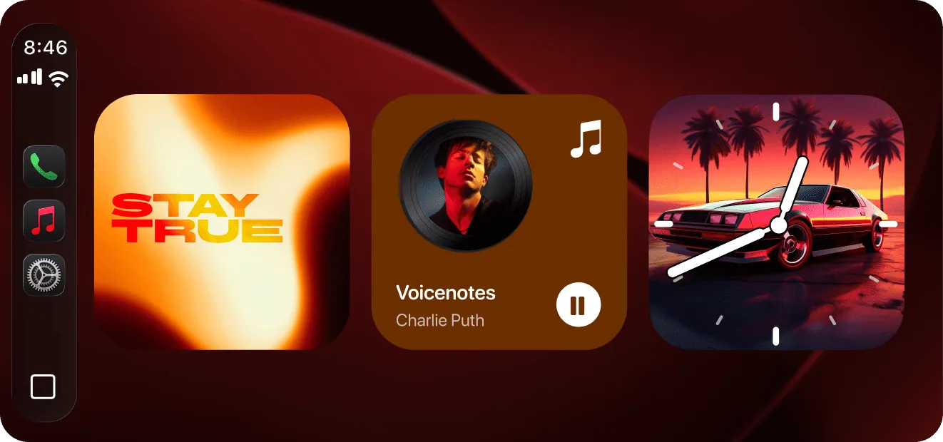 Music widgets on a CarPlay screen