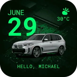 A CARFACE widget with its editable parts labelled